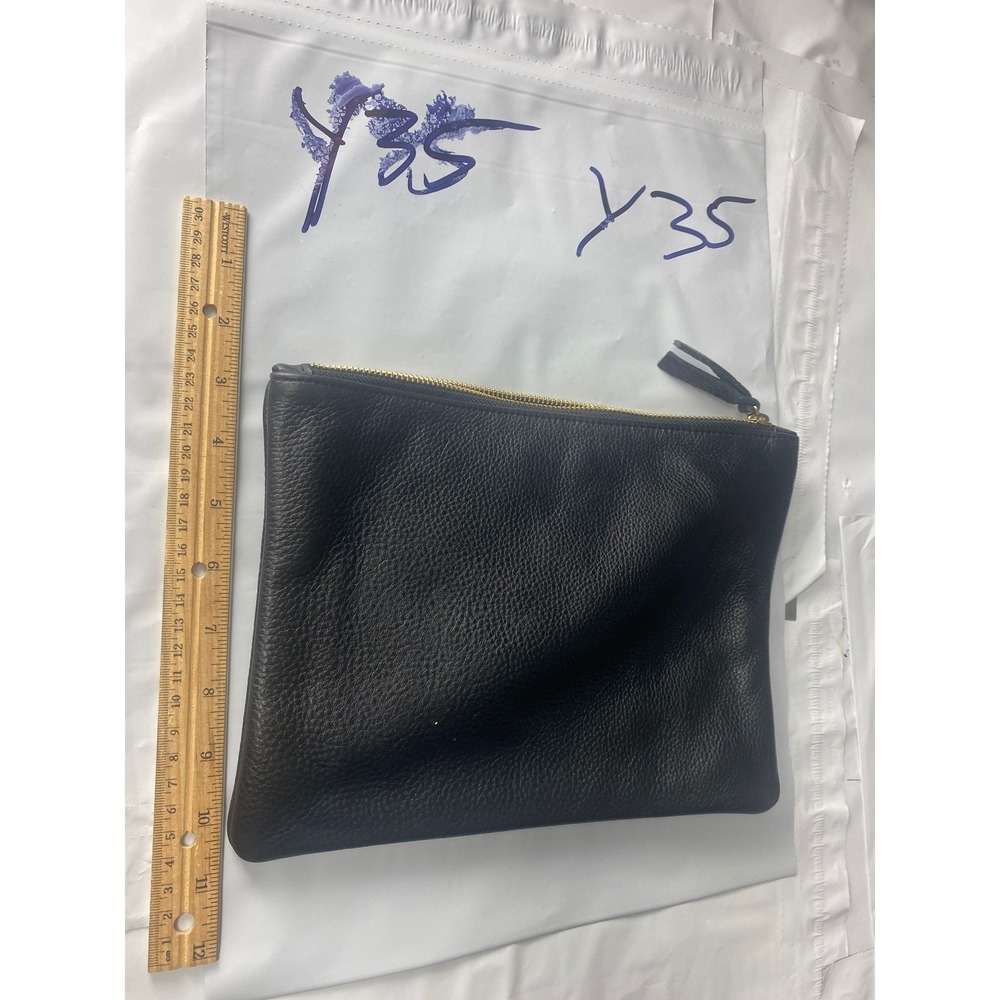 K. Slade Black Pebbled Leather Zipper Pouch Clutch - Picture 4 of 5